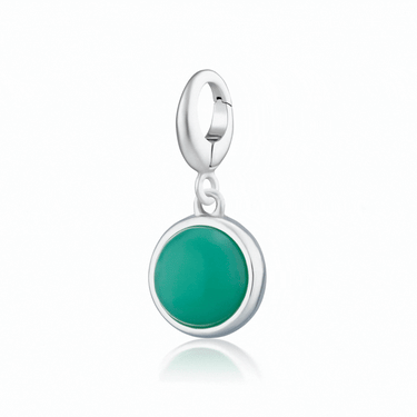 Silver Green Chrysoprase Healing Stone Charm