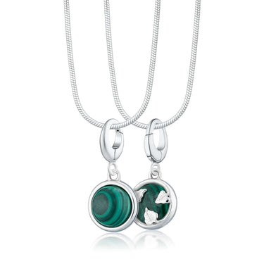 Silver Green Malachite Healing Stone Charm Necklace | Healing Crystal Pendant