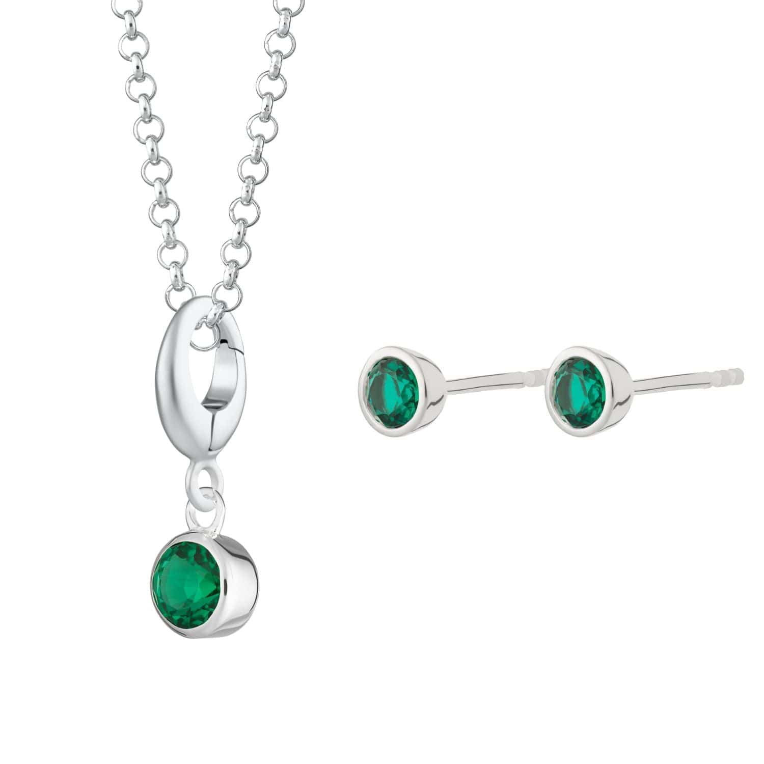 May Birthstone Jewellery Set Emerald Necklace Studs – Lily Charmed