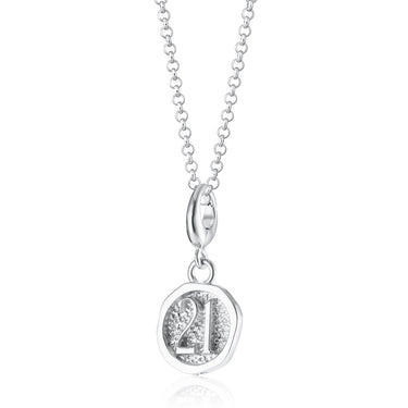 Silver 21st Birthday Charm Necklace | Silver Number 21 Pendant