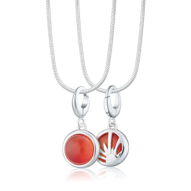 Silver Orange Agate Healing Stone Charm Necklace - Healing Crystal Pendant
