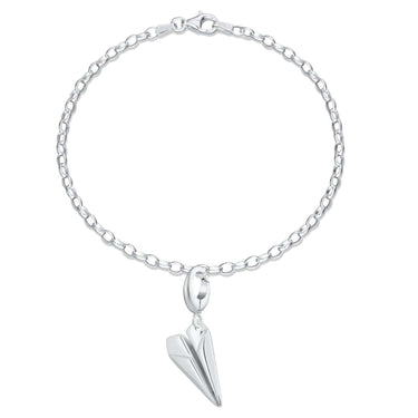 Silver Paper Plane Charm Bracelet - Lily Charmed
