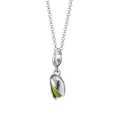 Silver Pistachio Nut Charm Necklace