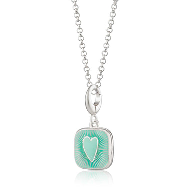 Silver Turquoise Heart Locket Necklace | Square Locket | Lily Charmed