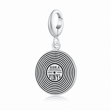 Silver Vinyl Record Charm Side A and Side B