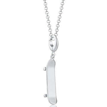 Silver Skateboard Charm Necklace | Skateboard Pendant