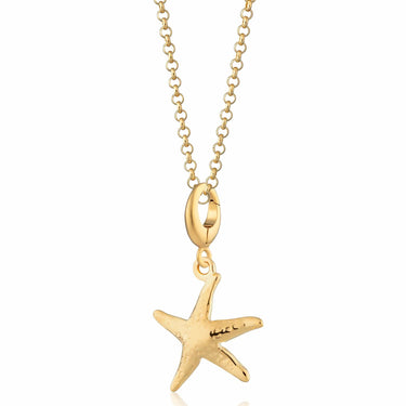 Gold Starfish Charm Necklace | Sea-themed Pendant Necklace