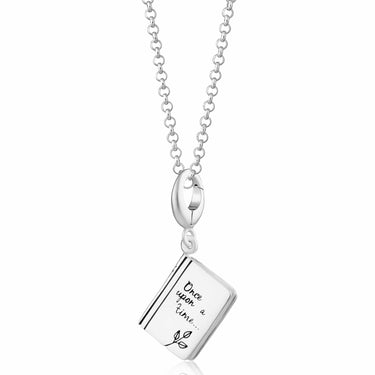 Silver Story Book Charm Necklace | Book Pendant Necklace