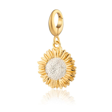 Gold Sunflower Charm Front View | Flower Charm Compatible with Pandora Bracelets