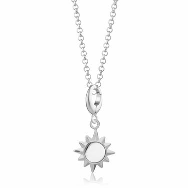 Silver Sunshine Charm Necklace | Sun Pendant Necklace