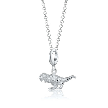 Silver T-Rex Dinosaur Charm Necklace | Lily Charmed