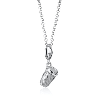 Silver Takeaway Coffee Cup Charm Necklace