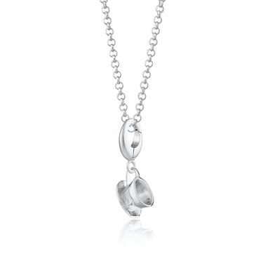 Silver Teacup Charm Necklace | Cup and Saucer Pendant