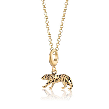 Gold Tiger Charm Necklace | Animal Pendant Necklace