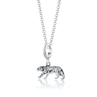 Silver Tiger Charm Necklace | Animal Pendant Necklace