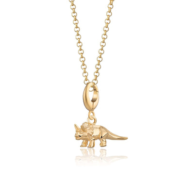 Gold Triceratops Dinosaur Charm Necklace | Lily Charmed