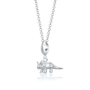 Silver Triceratops Dinosaur Charm Necklace | Lily Charmed