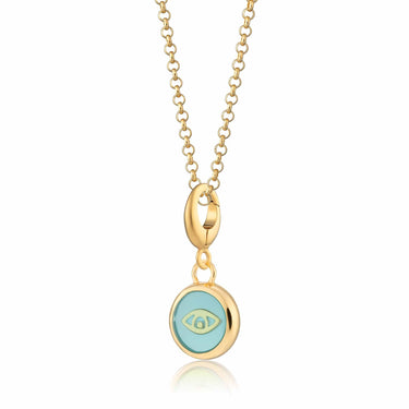 Gold Turquoise Eye Resin Charm Necklace | Evil Eye Pendant
