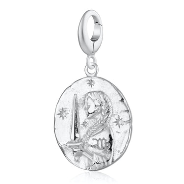 Engravable Silver Virgo Zodiac Charm. Coin style pendant charm - Lily Charmed