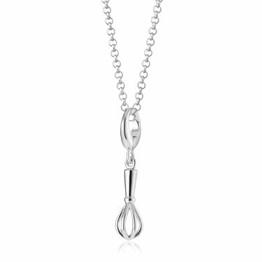 Silver Whisk Charm Necklace | Mixer Pendant Necklace