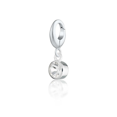 Silver White Topaz Charm compatible with Pandora - April Birthstone Charms - Lily Charmed