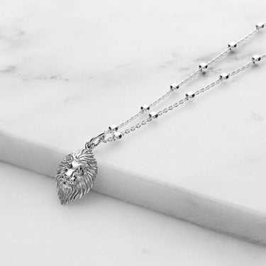 Silver Lion Head Satellite Chain Necklace | Lily Charmed
