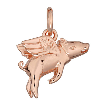 Rose Gold Plated Flying Pig Charm - Lily Charmed