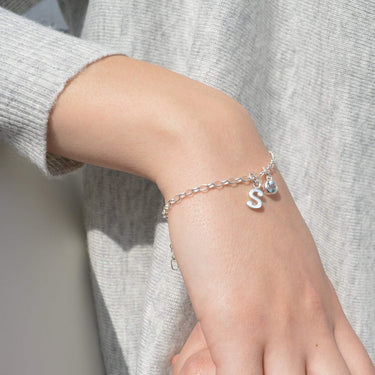 Children's Personalised Silver Initial Charm Bracelet - Lily Charmed