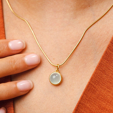 Gold Blue Agate Confidence Healing Stone Necklace | Lily Charmed
