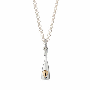 Silver Champagne Bottle Charm Necklace - Lily Charmed