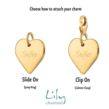 Engraved Gold Heart Charm by Lily Charmed