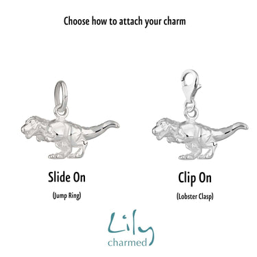 Silver T-Rex Dinosaur Charm - Lily Charmed
