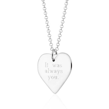 Engraved Silver Heart Necklace (Large) - Lily Charmed