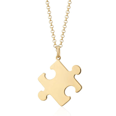 Engraved Gold Plated Large Jigsaw Necklace by Lily Charmed