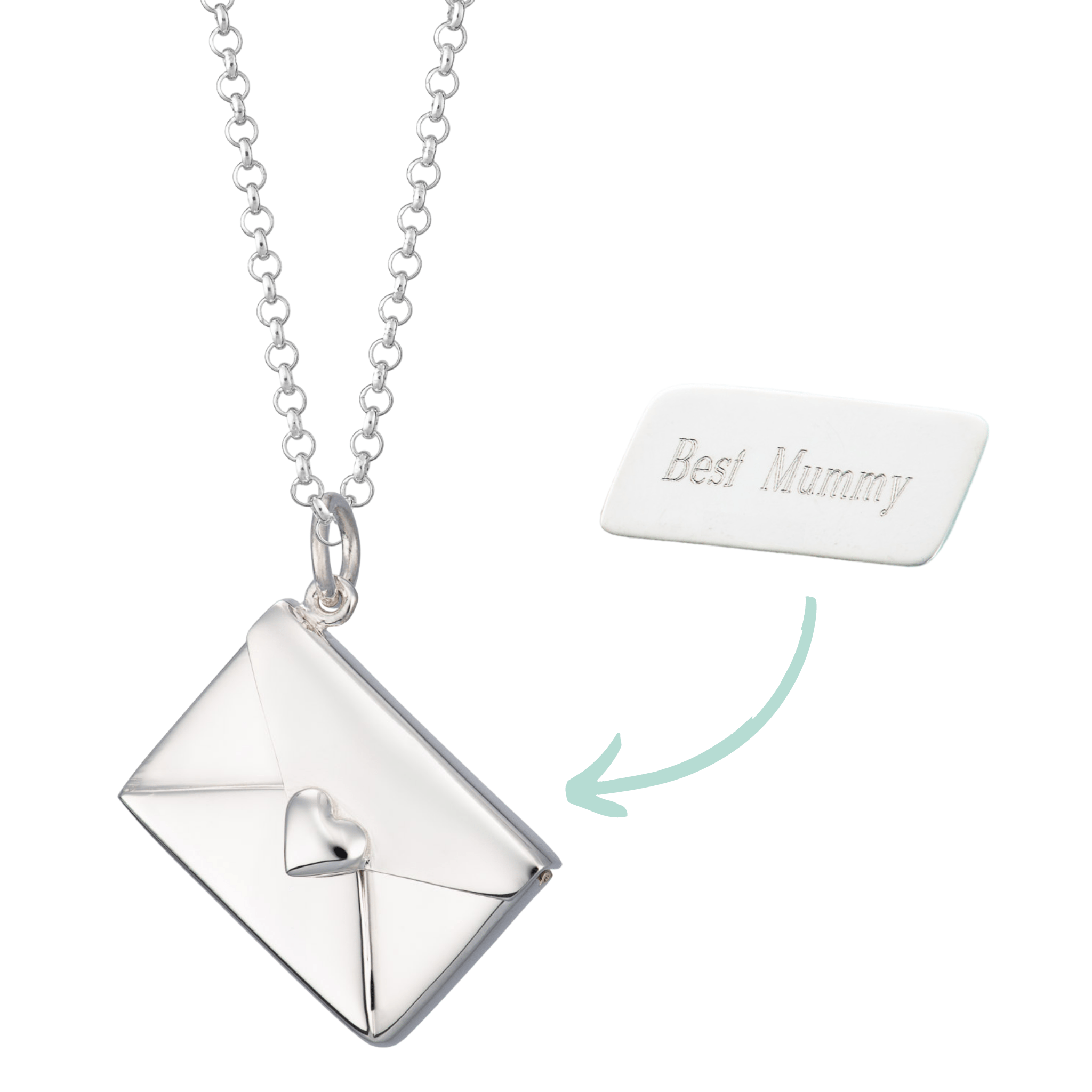 Engraved Silver Envelope Necklace with Insert – Lily Charmed