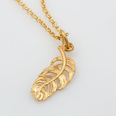 Gold Plated Feather Necklace - Lily Charmed