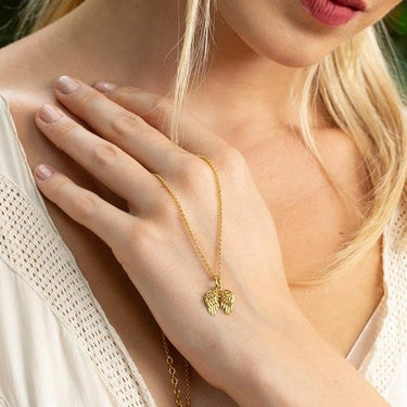 Gold Plated Angel Wings Charm Necklace | Lily Charmed