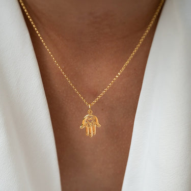 Gold Plated Fatima Hand Necklace | Lily Charmed