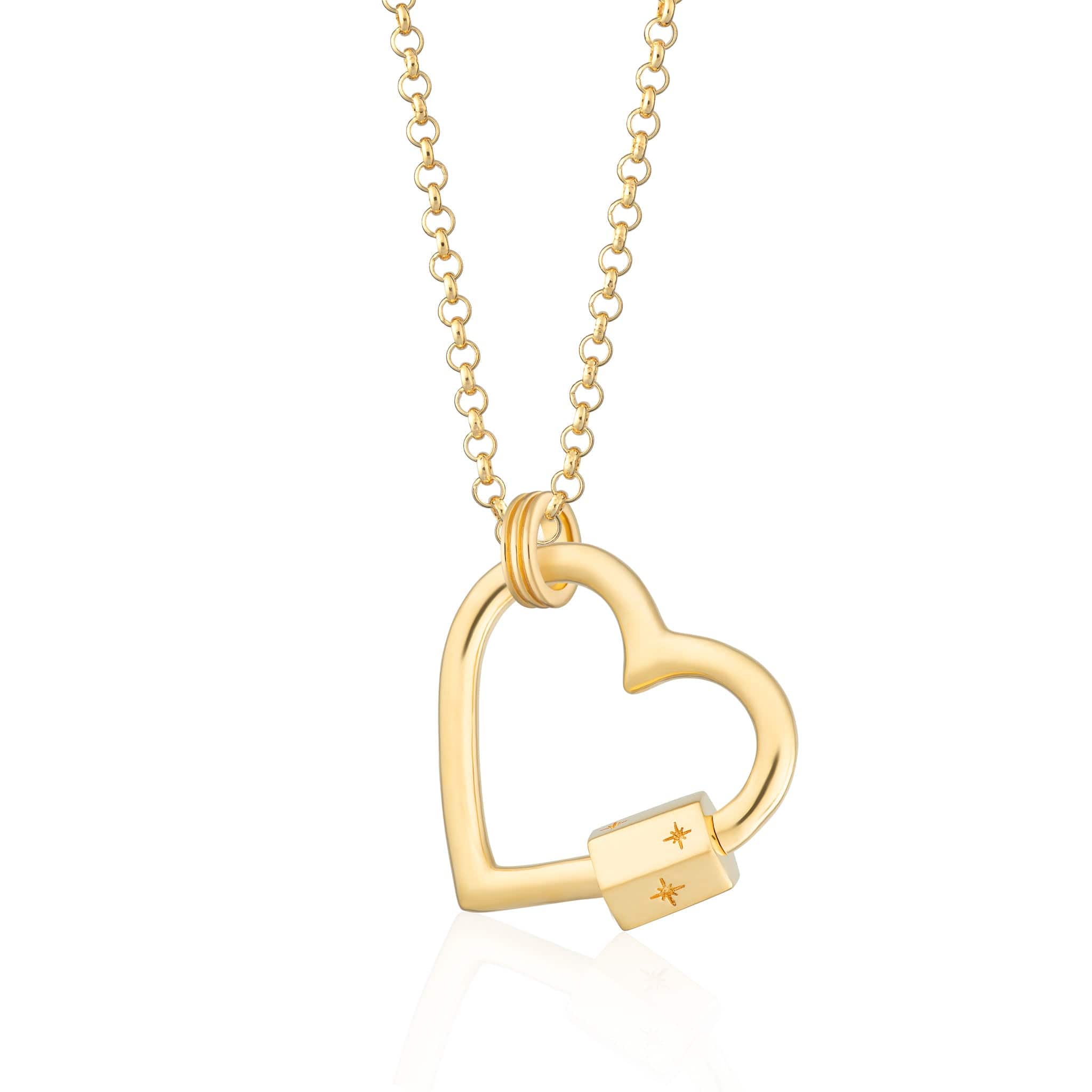Women's Gold Plated Heart Carabiner Charm Collector Necklace | Lily Charmed