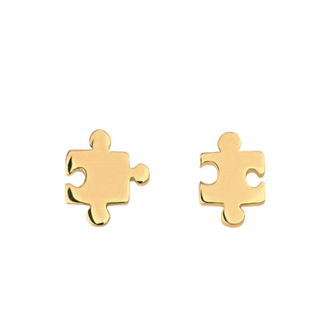 Gold Plated Jigsaw Stud Earrings by Lily Charmed