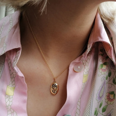 Gold Plated Flaming Heart Locket Necklace | Lily Charmed