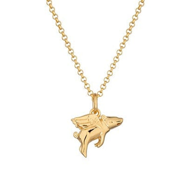 Gold Plated Flying Pig Charm Necklace by Lily Charmed