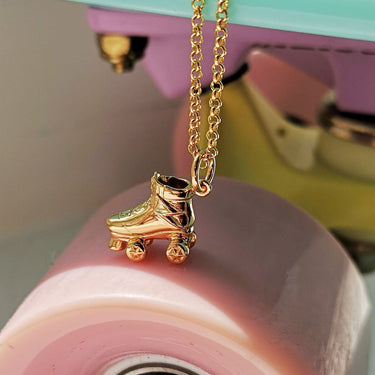 Gold Roller Boot Charm Necklace by Lily Charmed