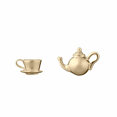 Gold Teapot and Teacup Stud Earrings - Lily Charmed