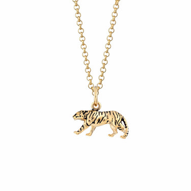 Gold Plated Tiger Animal Charm Necklace - Lily Charmed