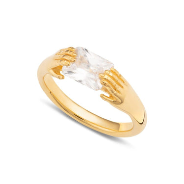 Gold Plated Fede Ring with Clear Stone by Lily Charmed