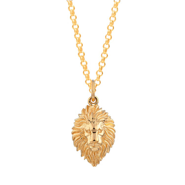 Gold Plated Lion Head Zodiac Necklace - Lily Charmed