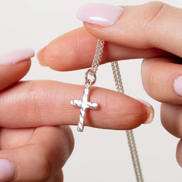 Children's Personalised Silver Cross Necklace - Lily Charmed