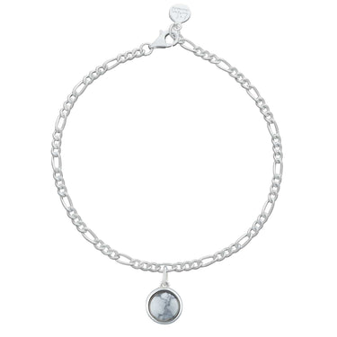 Silver Howlite Healing Stone Figaro Charm Bracelet - Lily Charmed