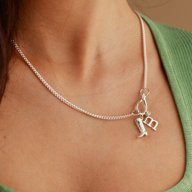 Silver Infinity Curb Chain Charm Collector Necklace | Lily Charmed